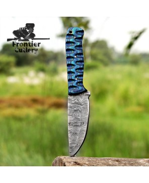 Handmade Damascus Steel Skinning Knife Set for Outdoor Enthusiasts