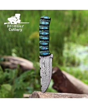 Handmade Damascus Steel Skinning Knife Set for Outdoor Enthusiasts