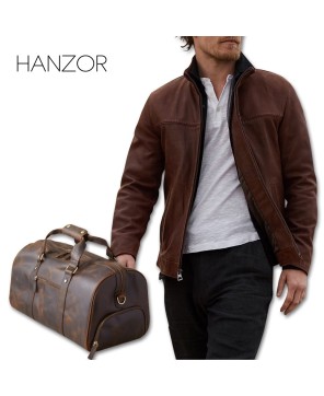 Premium Leather Jacket & Duffel Bag Set for Travel & Adventure