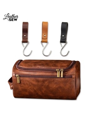 Essential Leather Set: Hooks & Personalized Travel Bag for Style