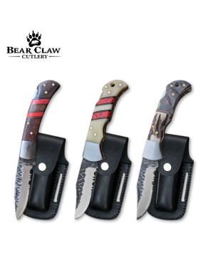 Handmade Folding Knives with Deer Antler & Buffalo Bone Handles