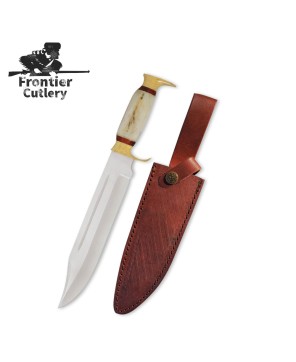 Handcrafted Bowie Knife Set with Leather Sheath for Outdoor Enthusiast