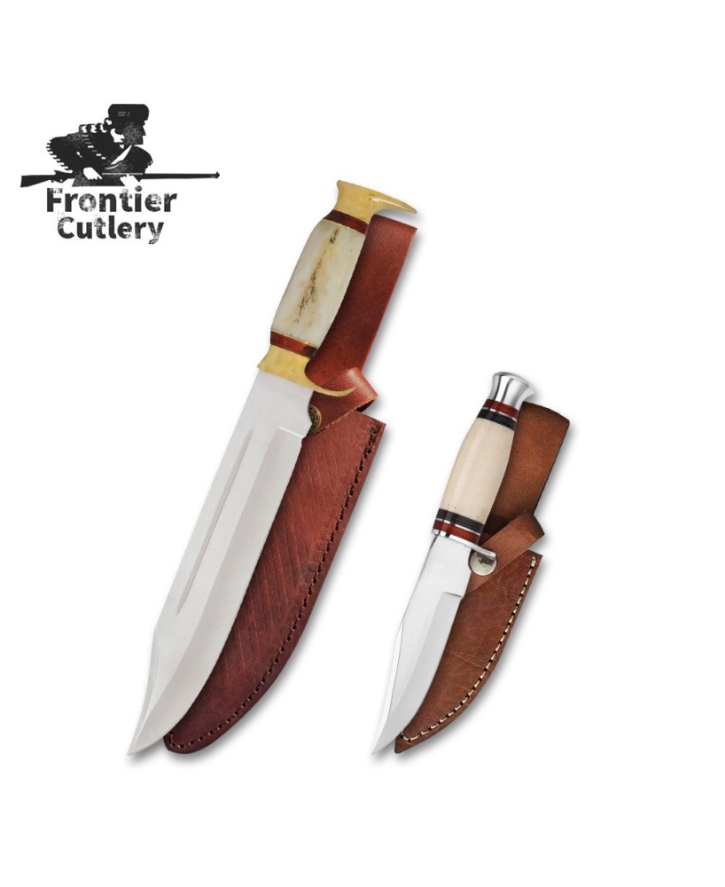 Handcrafted Bowie Knife Set with Leather Sheath for Outdoor Enthusiast