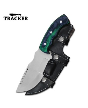 Handmade Stainless Steel Tracker Knife - Color Wood Handle