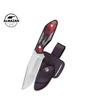 Almazan Knives Stainless Steel Skinning Knife with Color Wood Handle