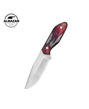 Almazan Knives Stainless Steel Skinning Knife with Color Wood Handle