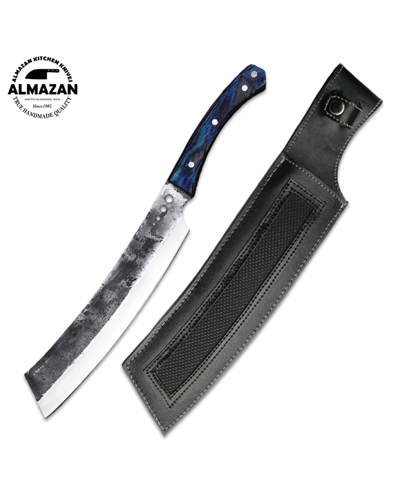 Almazan Handmade Carbon Steel Bushcraft Knife with Color Wood Handle