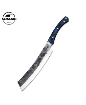 Almazan Handmade Carbon Steel Bushcraft Knife with Color Wood Handle