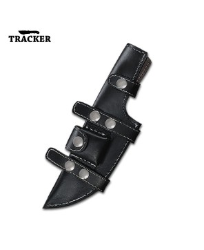 Custom Stainless Steel Tracker Knife with Leather Sheath for Outdoors