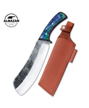 Custom Handmade Hunting Knife with Color Wood Handle