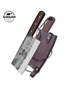 Custom Handmade Almazan Cleaver Chef Knife with Carbon Steel Blade