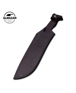 Custom Handmade Carbon Steel Hunting Knife with Leather Sheath