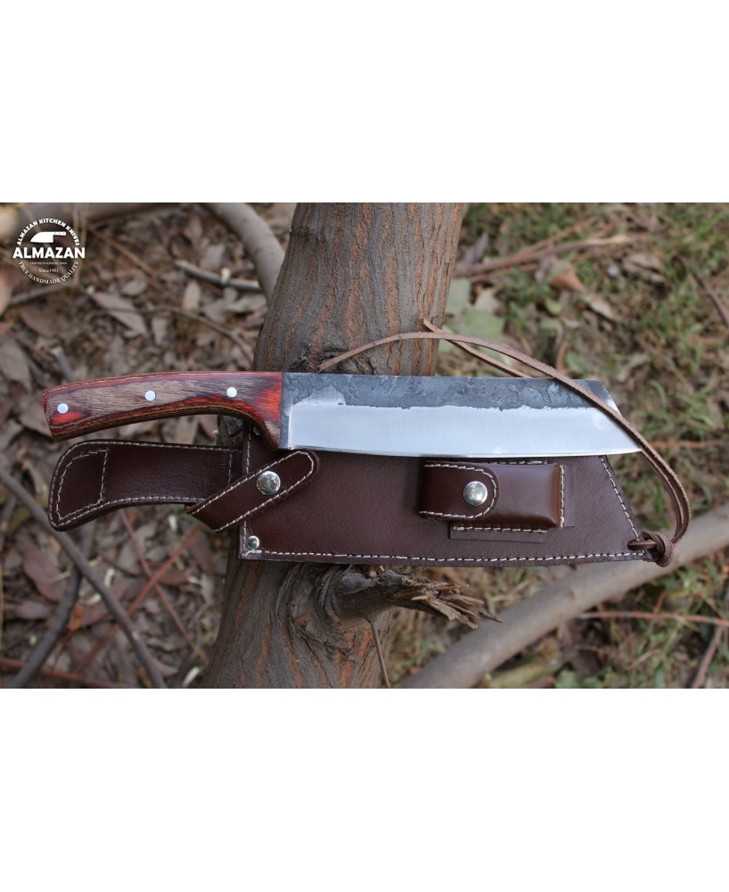 Durable Carbon Steel Bushcraft Knife with Pakkawood Handle