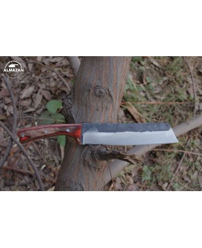 Durable Carbon Steel Bushcraft Knife with Pakkawood Handle