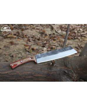 Durable Carbon Steel Bushcraft Knife with Pakkawood Handle