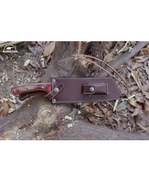 Durable Carbon Steel Bushcraft Knife with Pakkawood Handle