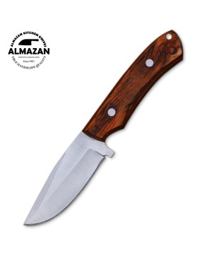 Hand-forged Stainless Steel Skinning Knife with Wood Handle and Sheath