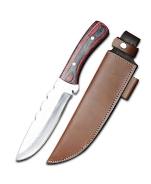 Ember Fang Hand-Forged Stainless Steel Hunting Knife with Wood Handle