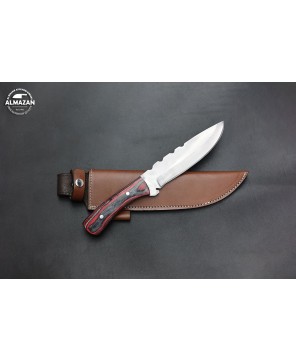 Ember Fang Hand-Forged Stainless Steel Hunting Knife with Wood Handle