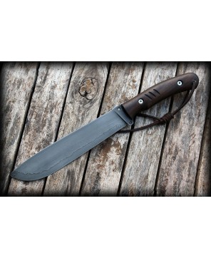 Handmade Carbon Steel Bushcraft Knife with Wood Handle and Sheath