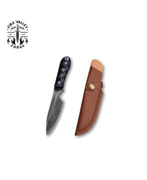 Full-Tang Carbon Steel EDC Knife with Burcarta Handle and Sheath