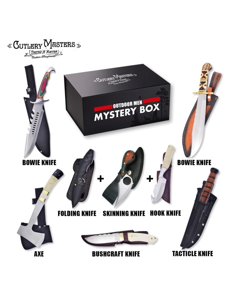 8 Pieces Outdoor Gear Mystery Box – Knives, Axe & More for Men