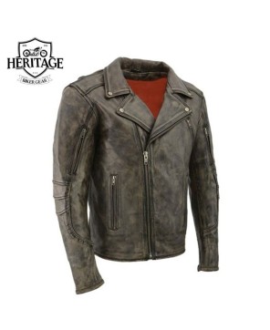 Distressed Brown Leather Motorcycle Jacket