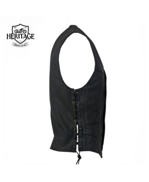 Men's Laced Full Back Motorcycle Vest - Perfect for Patches and Storag