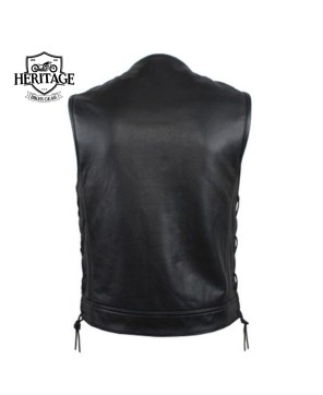 Men's Laced Rebel Club Vest - Premium Leather, Adjustable Fit