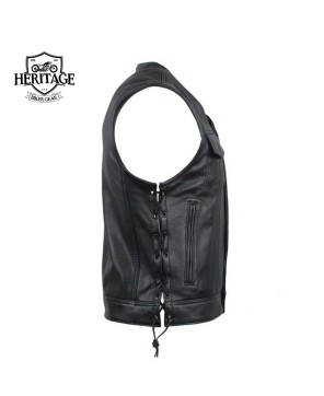 Men's Laced Rebel Club Vest - Premium Leather, Adjustable Fit