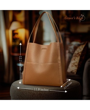 Grace’s Soft Serenity - Luxurious Leather Tote for the Modern Woman