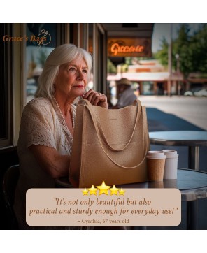 Grace’s Soft Serenity - Luxurious Leather Tote for the Modern Woman