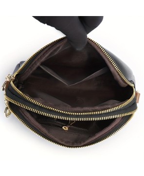 Mila Crossbody Bag - Vintage Leather with Litchi Texture