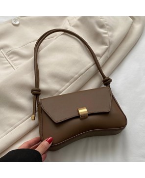 Daphne Shoulder Bag - Vintage Style in Chocolate Brown Faux Leather