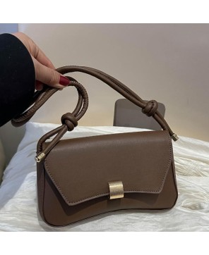 Daphne Shoulder Bag - Vintage Style in Chocolate Brown Faux Leather