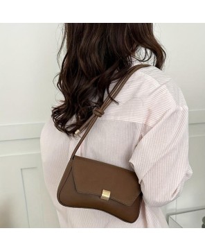 Daphne Shoulder Bag - Vintage Style in Chocolate Brown Faux Leather