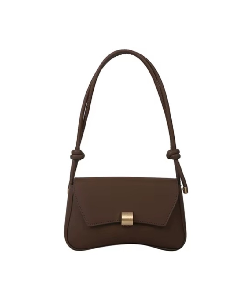 Daphne Shoulder Bag - Vintage Style in Chocolate Brown Faux Leather