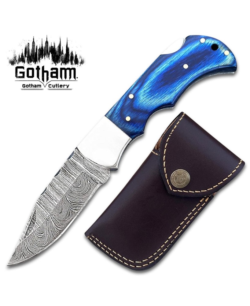 Personalized Engraved Pocket Knife with Damascus Steel Blade