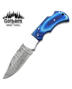 Personalized Engraved Pocket Knife with Damascus Steel Blade