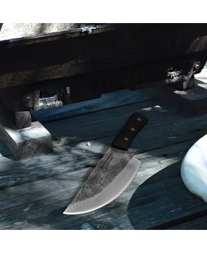 Handmade Carbon Steel Chef Knife with Wood Handle for Precision