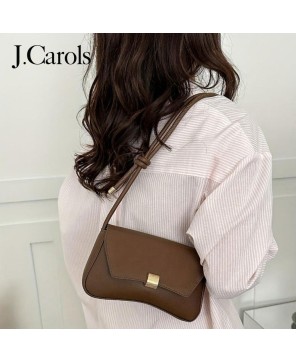 Daphne Shoulder Bag - Vintage Style in Chocolate Brown Faux Leather