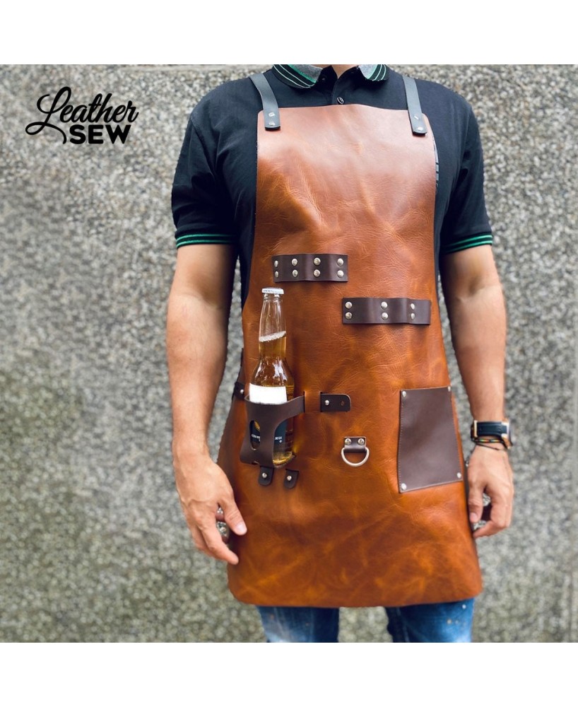 Premium Leather Apron for BBQ, Cooking, and Blacksmithing