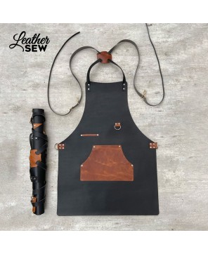 Custom Leather Apron with Pocket – Personalized for BBQ, Tattoo Artist