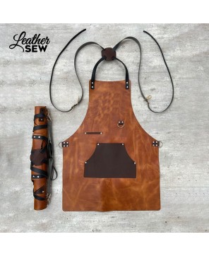 Custom Leather Apron with Pocket – Personalized for BBQ, Tattoo Artist