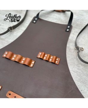 Personalized Leather BBQ Apron with Bottle Holder – Handmade & Adjusta