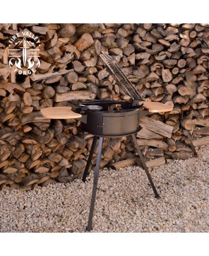 Portable Iron Grill with Side Boards and Accessories