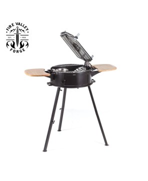 Portable Iron Grill with Side Boards and Accessories