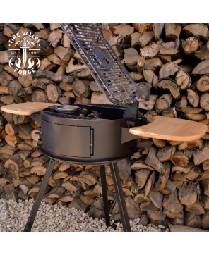 Portable Iron Grill with Side Boards and Accessories