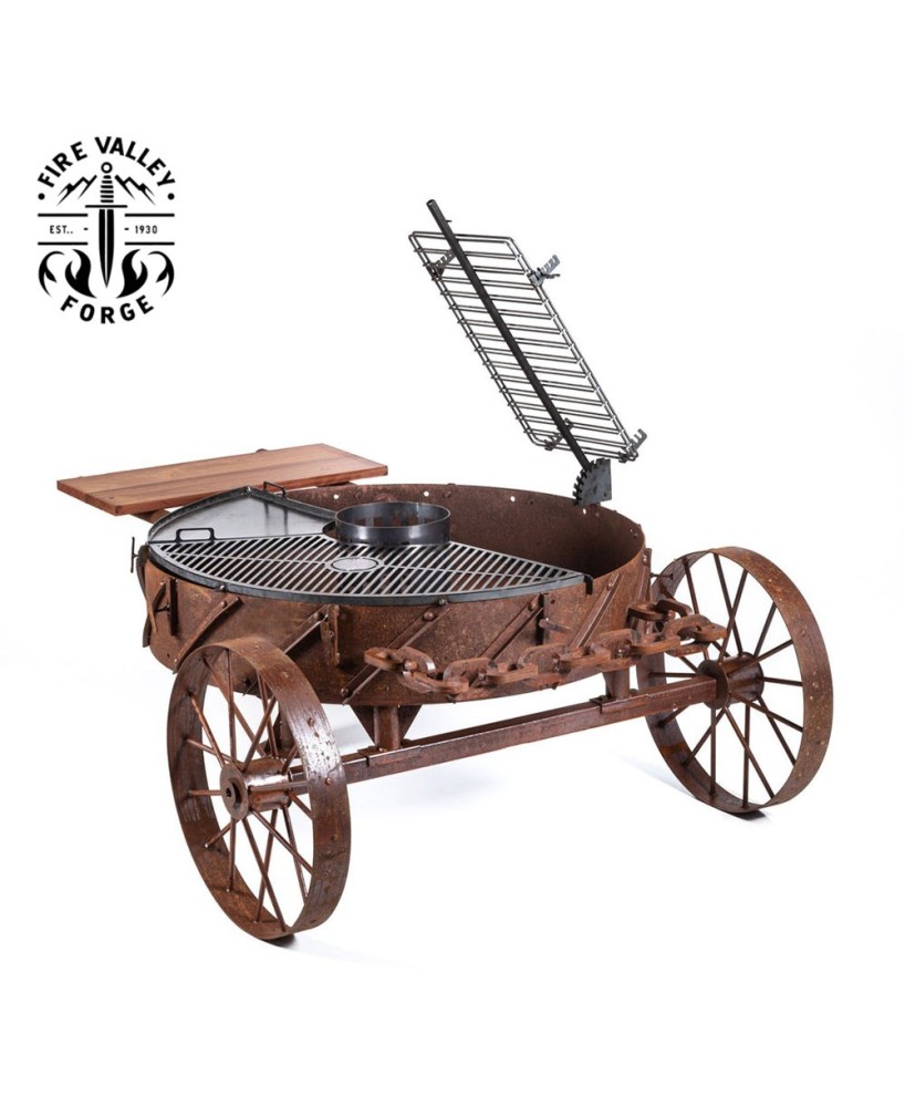 Freestanding Grill – Iron & Wood Outdoor Grilling Station