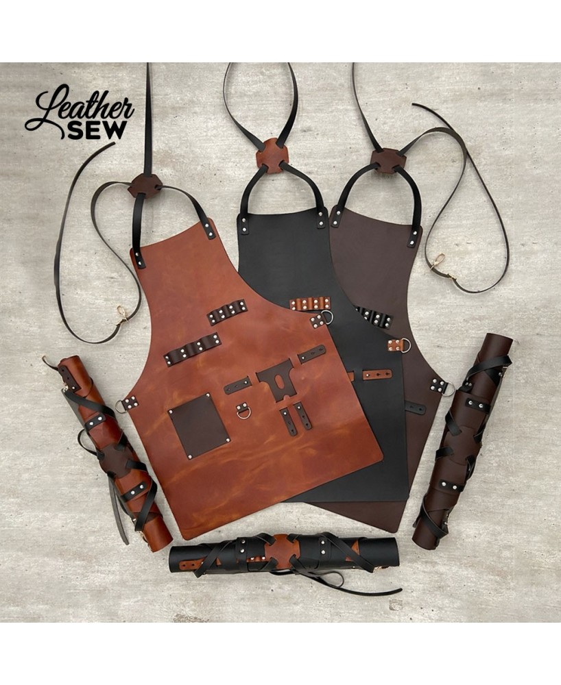 Premium Personalized Leather Apron with Beer Pocket | Durable & Stylis